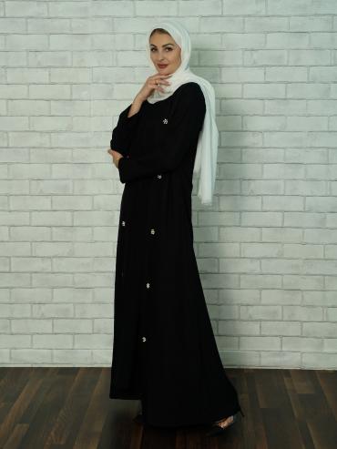 Bulk Black CEY Modest Dress with a Shrug and Pearl Work on the Front