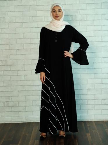 Bulk Black Abaya with Dori work and a Show Button on the Front