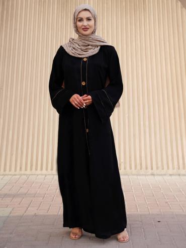 Bulk Abaya with Show Buttons on the Front and Sleeves in Black