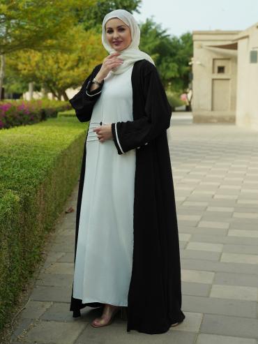 Bulk CEY Modest Dress with a Shrug and Show Button in OffWhite and Black