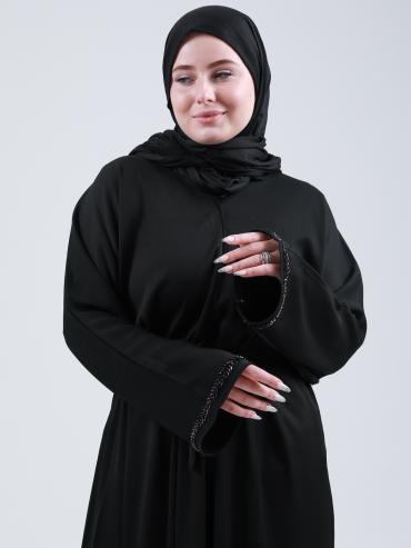 Bulk Black Zoom Abaya with Handwork