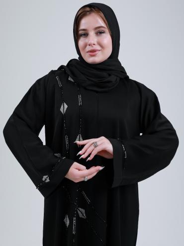 Bulk Zoom Abaya With Handwork In Black  