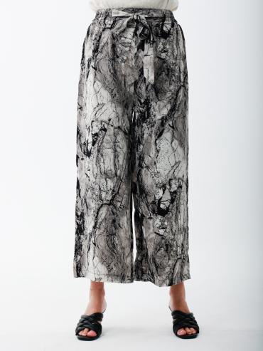 Bulk Marble Print Palazzos In Black.