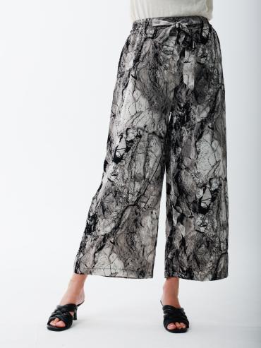 Bulk Marble Print Palazzos In Black.