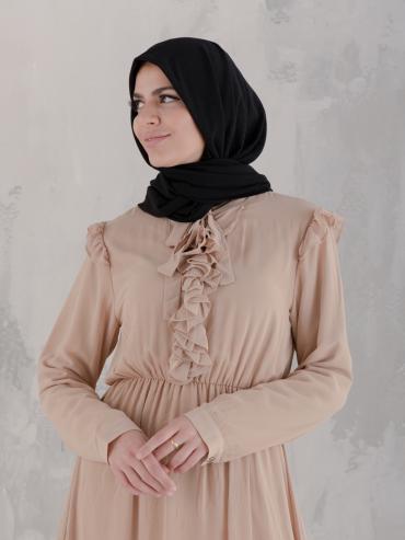 Bulk Nylah Modest Dress In Beige.