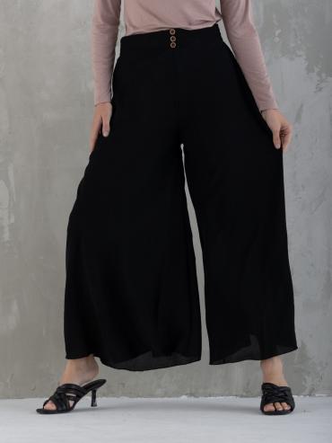 Bulk Wide Leg Pant With Showbutton In Black.