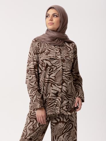 Bulk Printed Coord Set In Brown