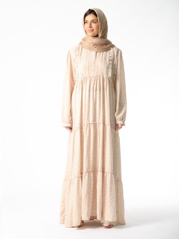 Bulk Simple Modest Dress In Cream