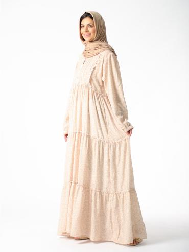 Bulk Simple Modest Dress In Cream