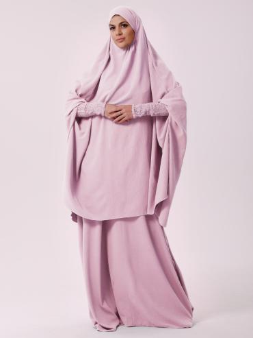 Bulk  Jilbab With Inner Dress And Niqab in Blush Pink