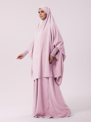Bulk  Jilbab With Inner Dress And Niqab in Blush Pink
