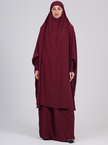 Bulk Jilbab With Skirt And Niqab in Maroon