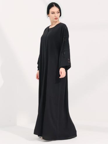 Bulk Stylish Abaya with Handwork on the Sleeves in Black