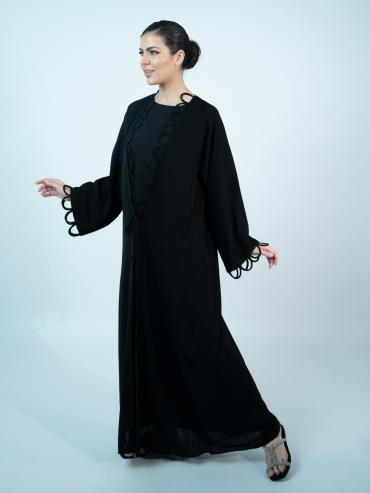 Bulk Decorative Loop Shrug Abaya in Black