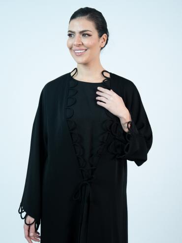 Bulk Decorative Loop Shrug Abaya in Black