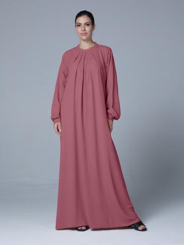 Bulk Simple and Elegant Pleated Abaya in Puce Pink
