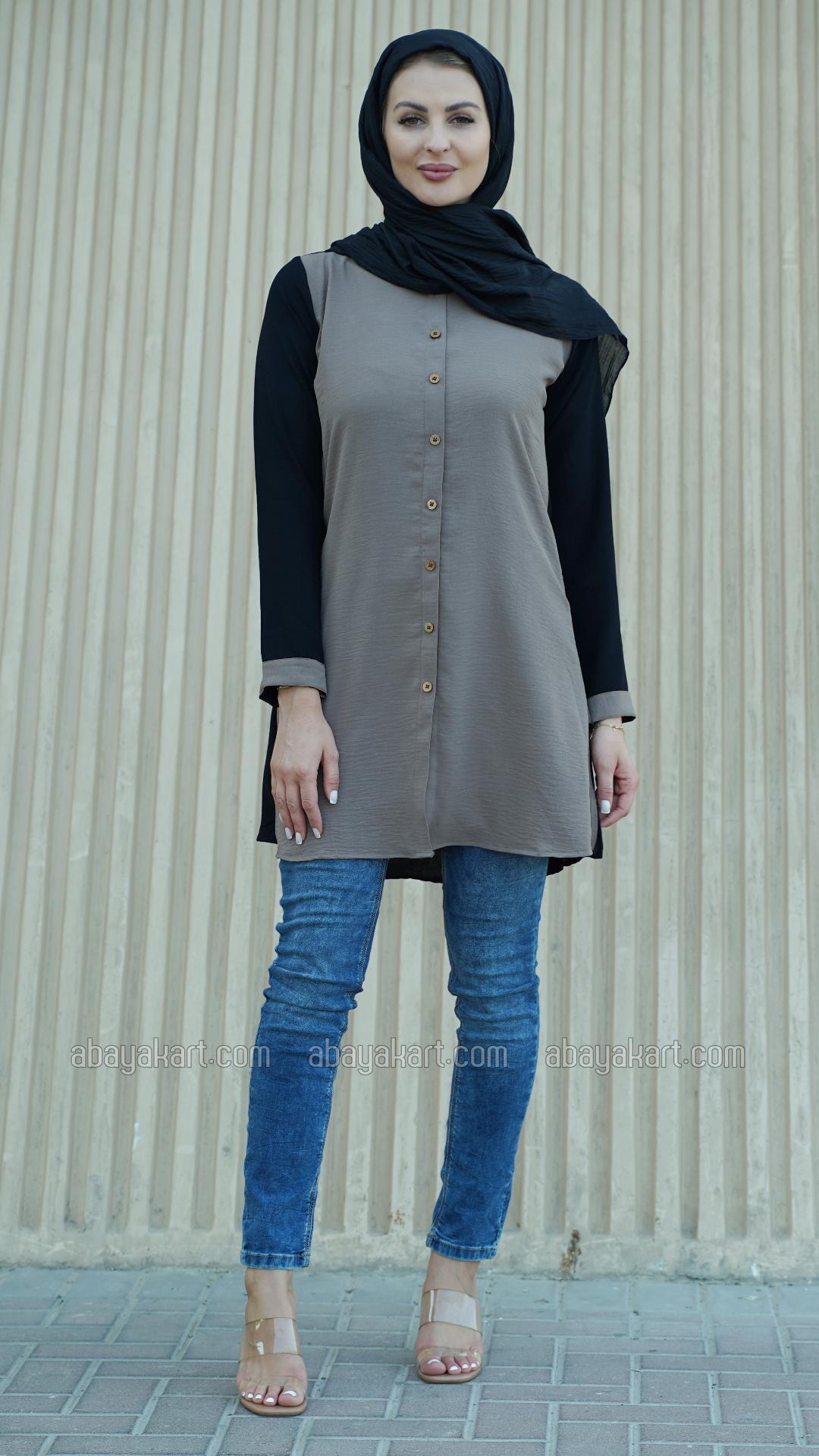 Bulk CEY Kurti with Show Buttons on the Front in Brown and Black