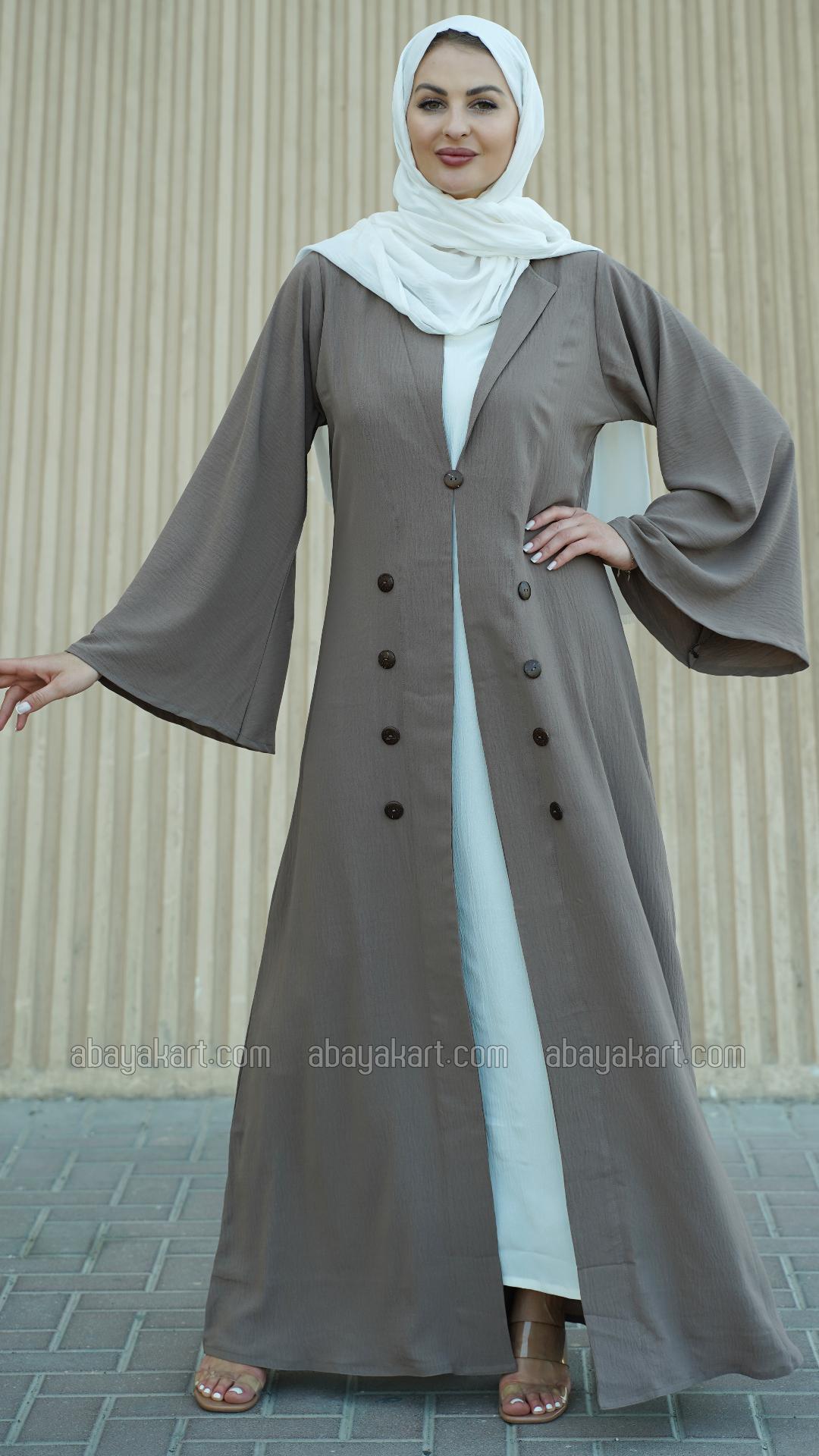 Bulk CEY Modest Dress with a Trench Coat and Show Buttons on the Front