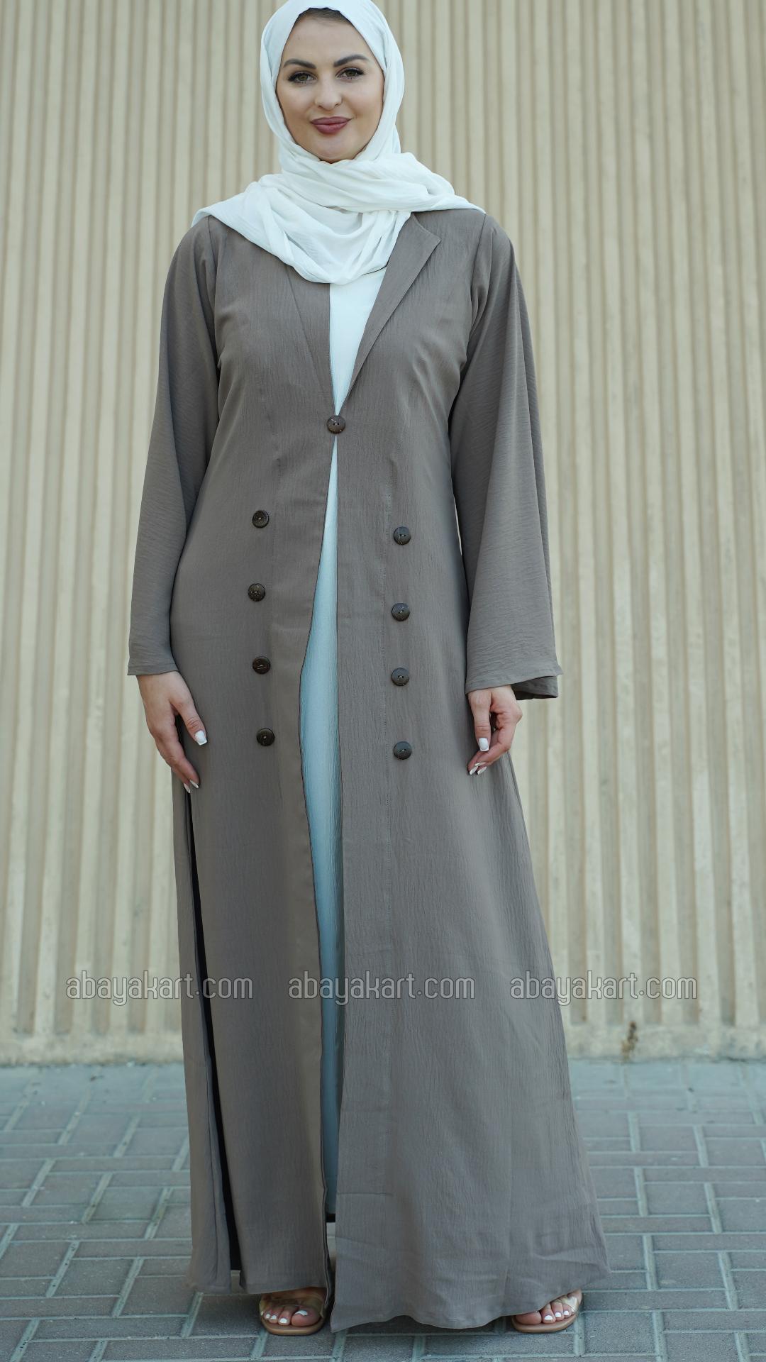 Bulk CEY Modest Dress with a Trench Coat and Show Buttons on the Front