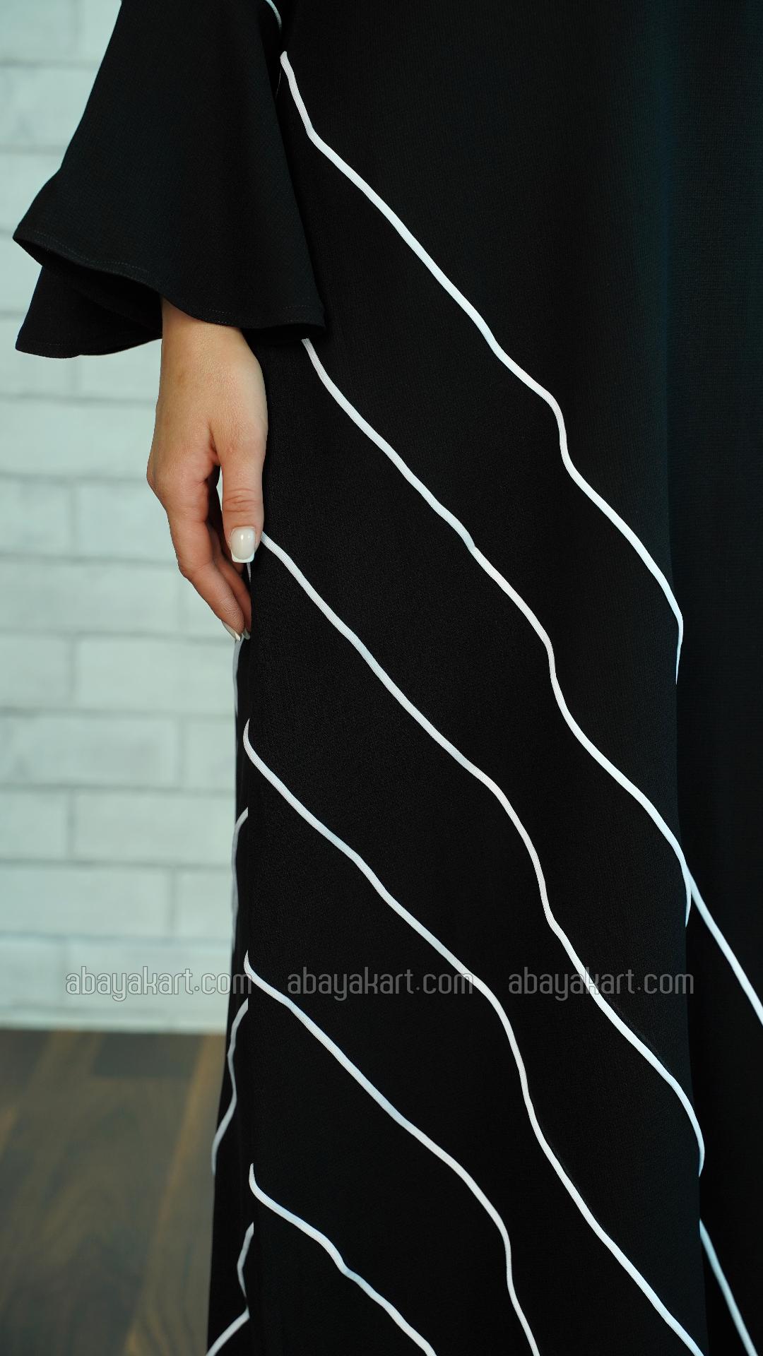 Bulk Black Abaya with Dori work and a Show Button on the Front