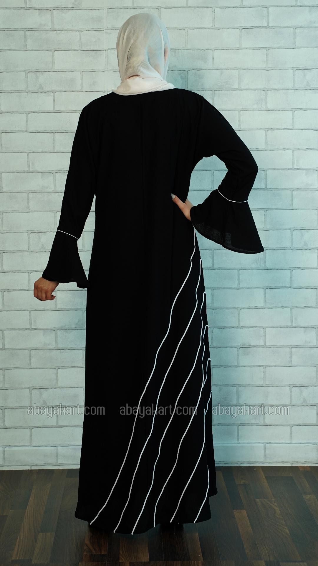 Bulk Black Abaya with Dori work and a Show Button on the Front
