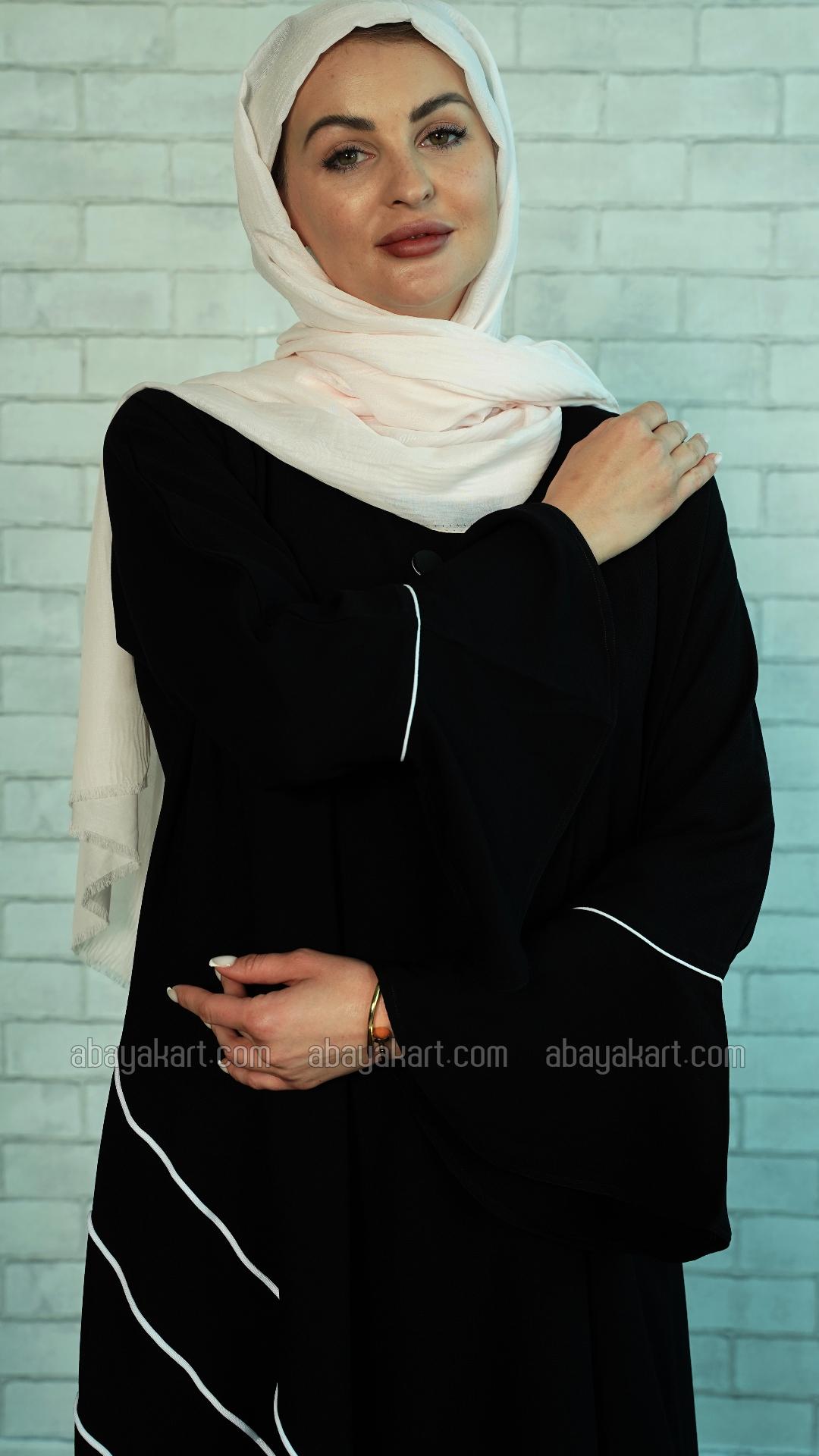 Bulk Black Abaya with Dori work and a Show Button on the Front