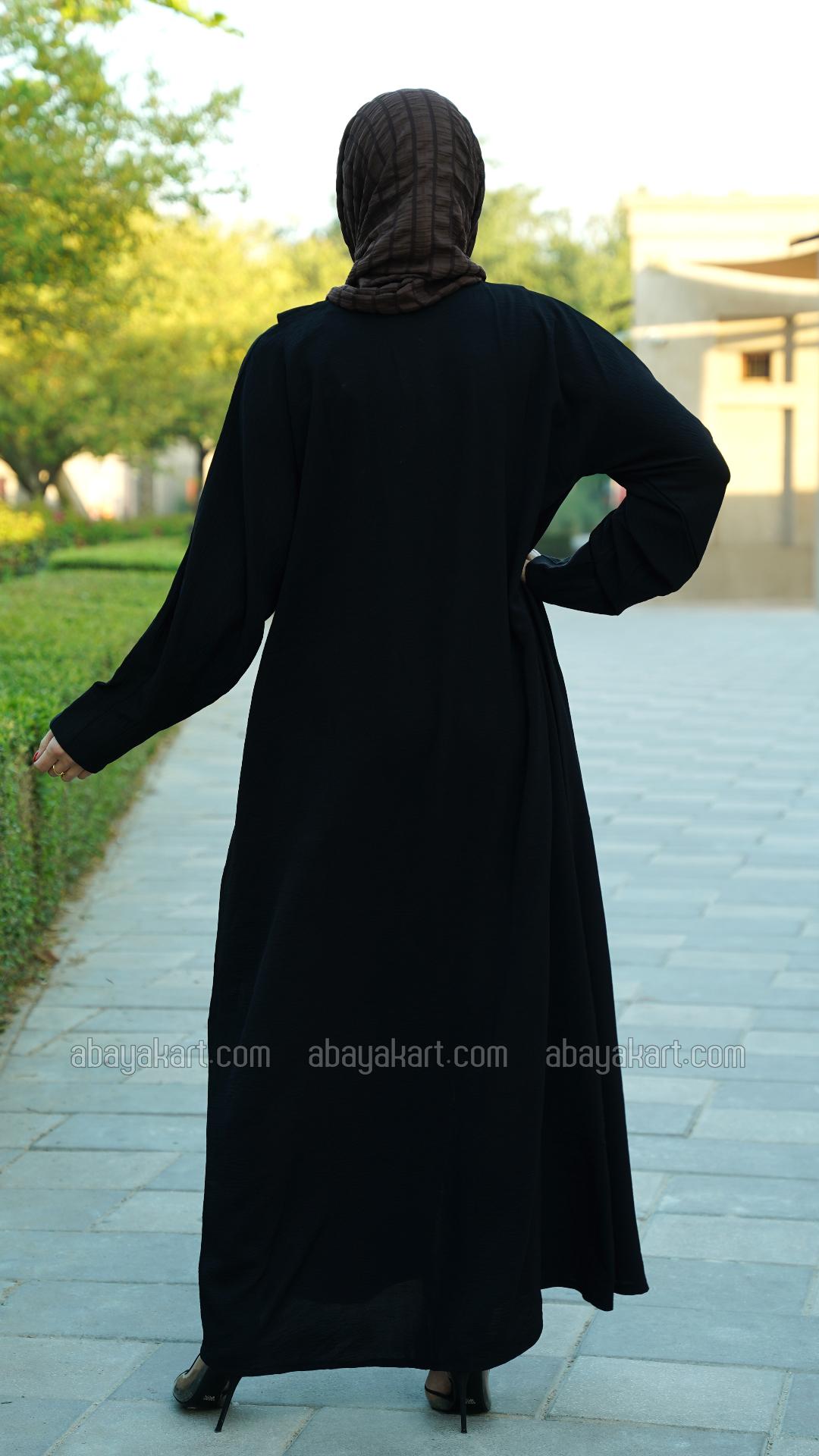 Bulk Black FrontOpen Modest Dress with Show Buttons on the Front