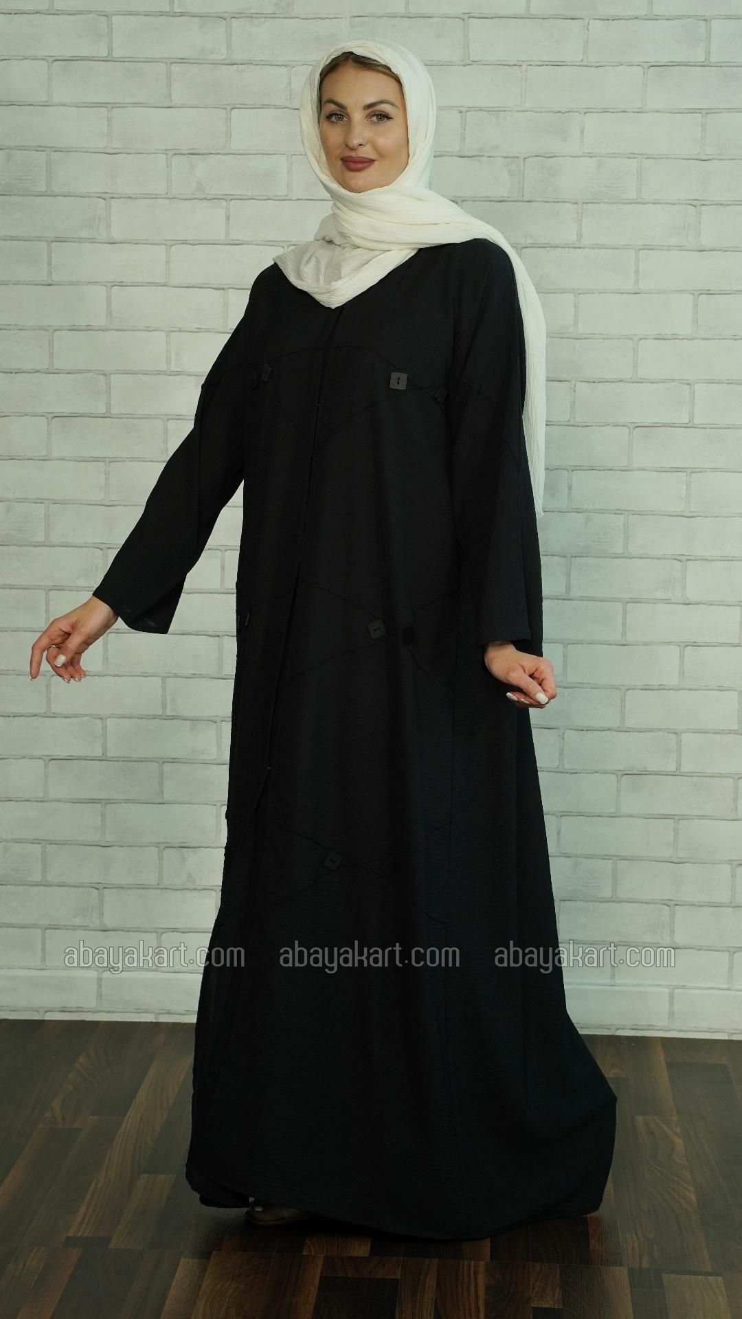 Bulk CEY Modest Dress with a Shrug and Black Show Buttons on the Front in OffWhite and Black