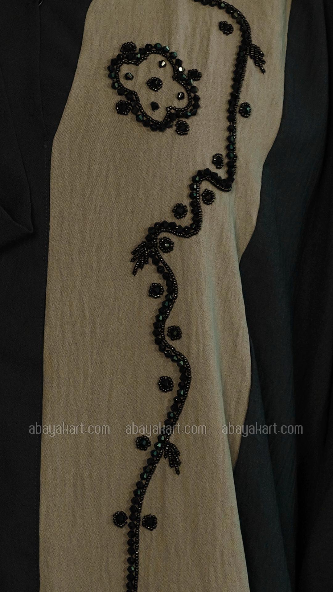 Bulk CEY Modest Dress with Black Crystal Handwork on the Front and Sleeves in Black and Brown