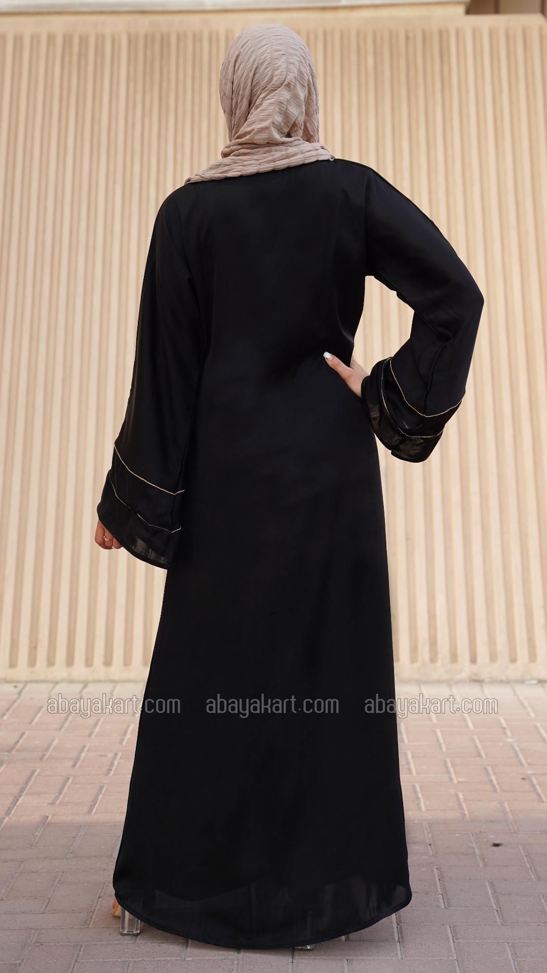Bulk Abaya with Show Buttons on the Front and Sleeves in Black