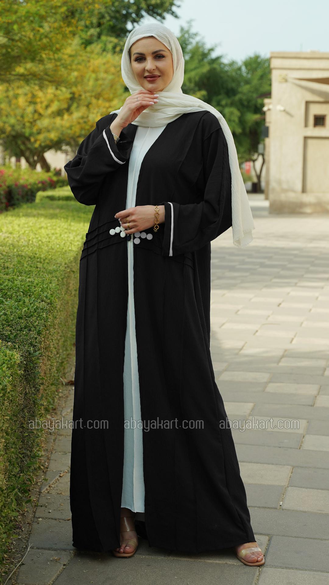 Bulk CEY Modest Dress with a Shrug and Show Button in OffWhite and Black
