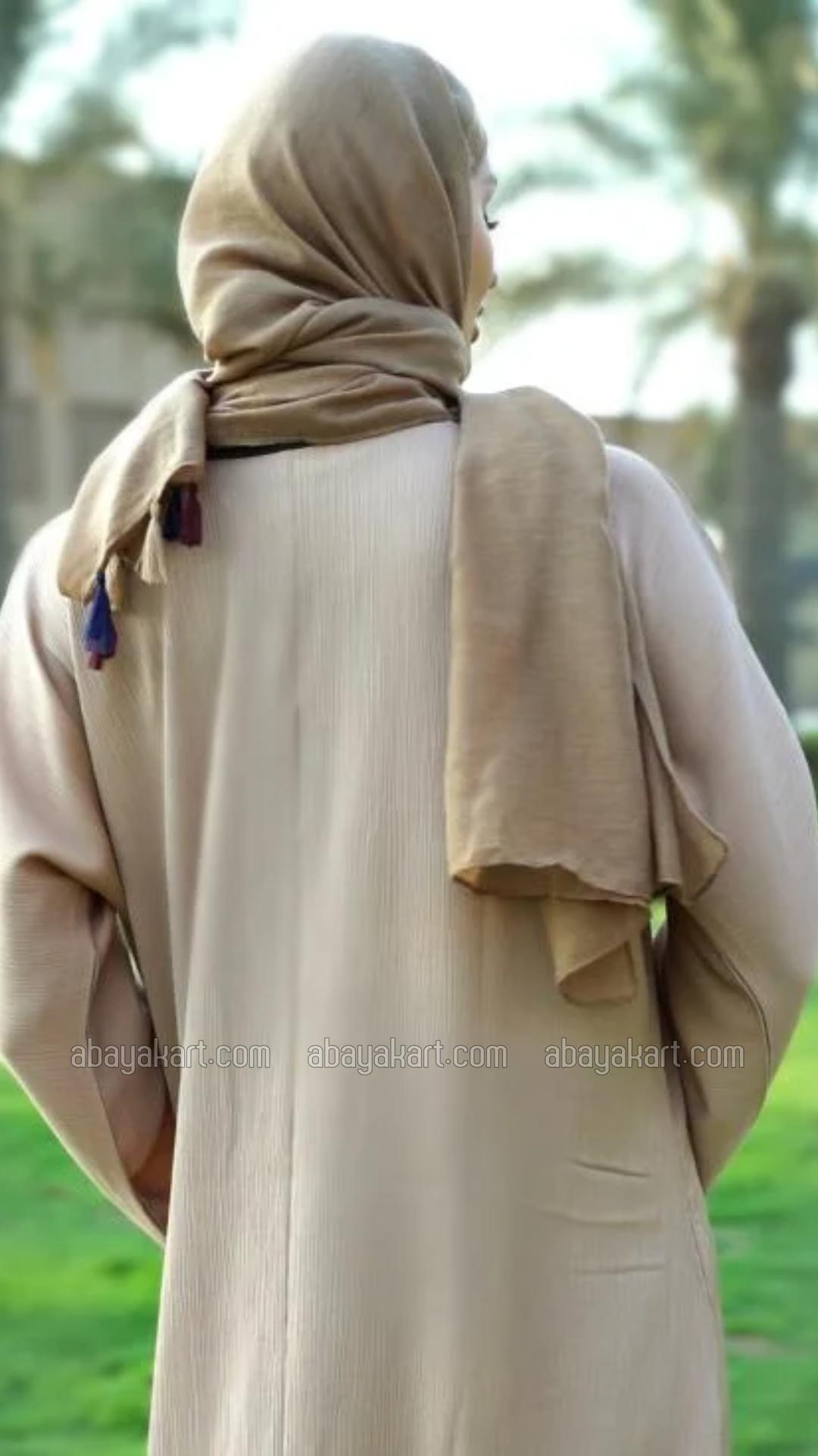 Bulk Beige and Olive Zoom Abaya with Show Buttons on the Front and sleeves