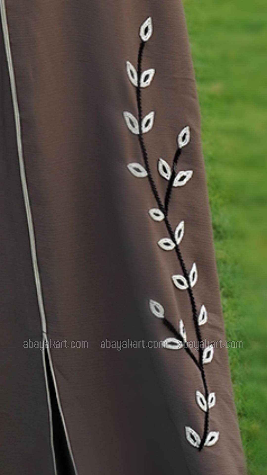 Bulk Brown Zoom Abaya with Piping and Crystal Handwork