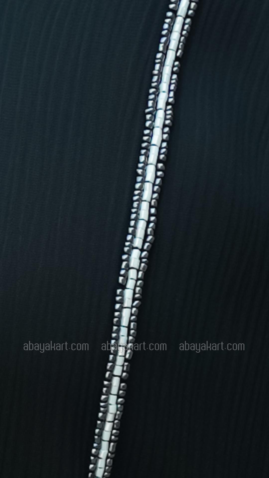 Bulk Zoom Abaya with Beaded Handwork on the Front and Sleeves in Black
