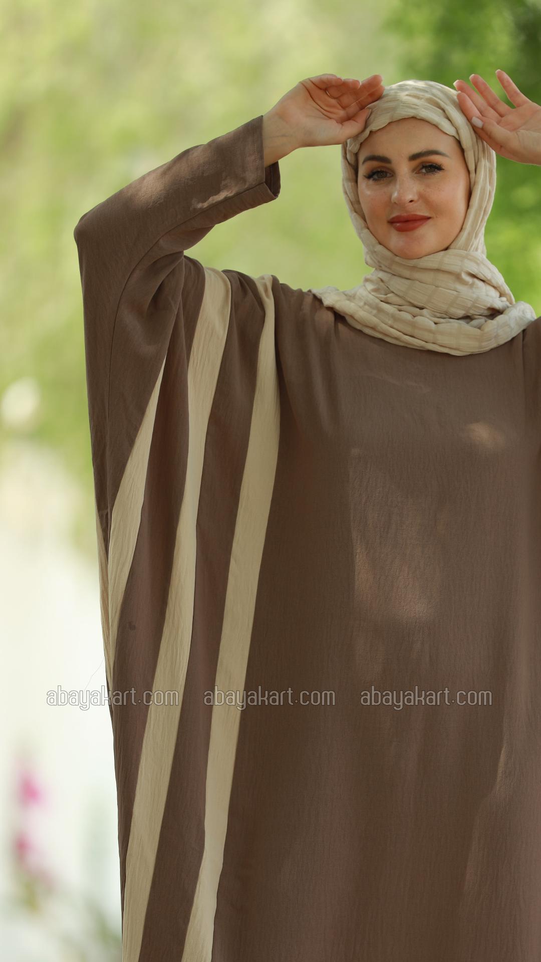 Bulk Kaftan With Cream Band Work In Brown