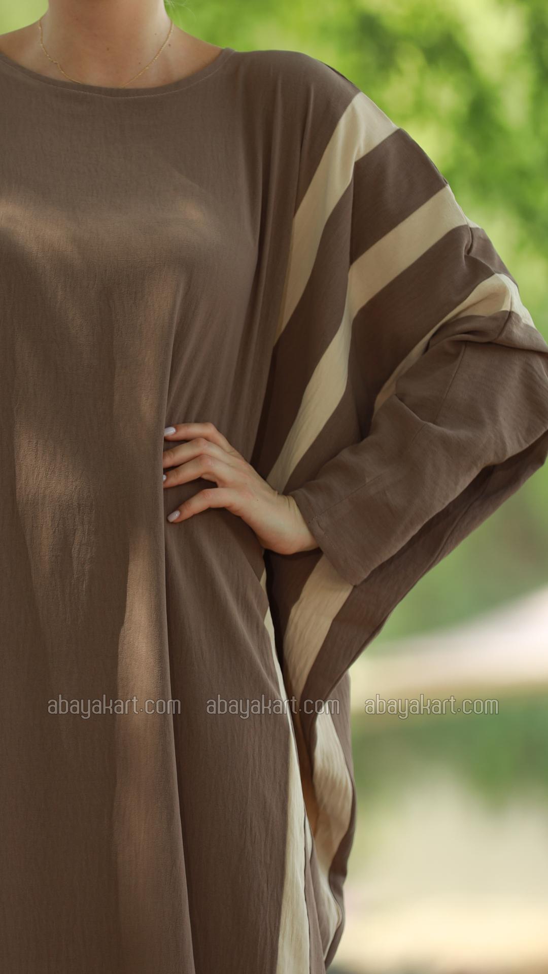Bulk Kaftan With Cream Band Work In Brown