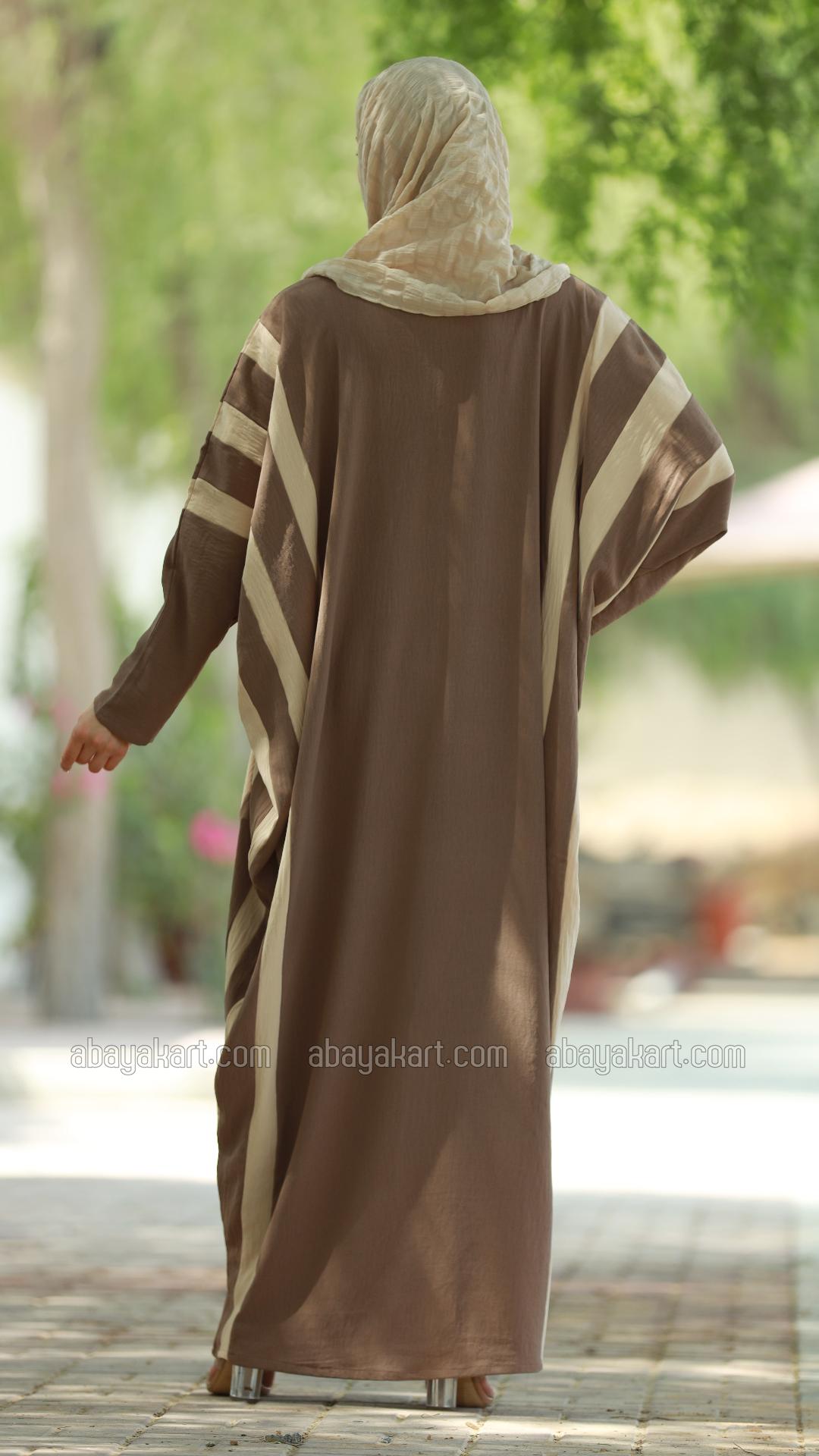 Bulk Kaftan With Cream Band Work In Brown