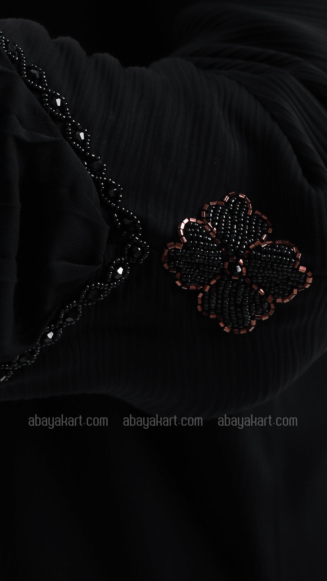Bulk Black Zoom Abaya with Handwork and Pleated Design
