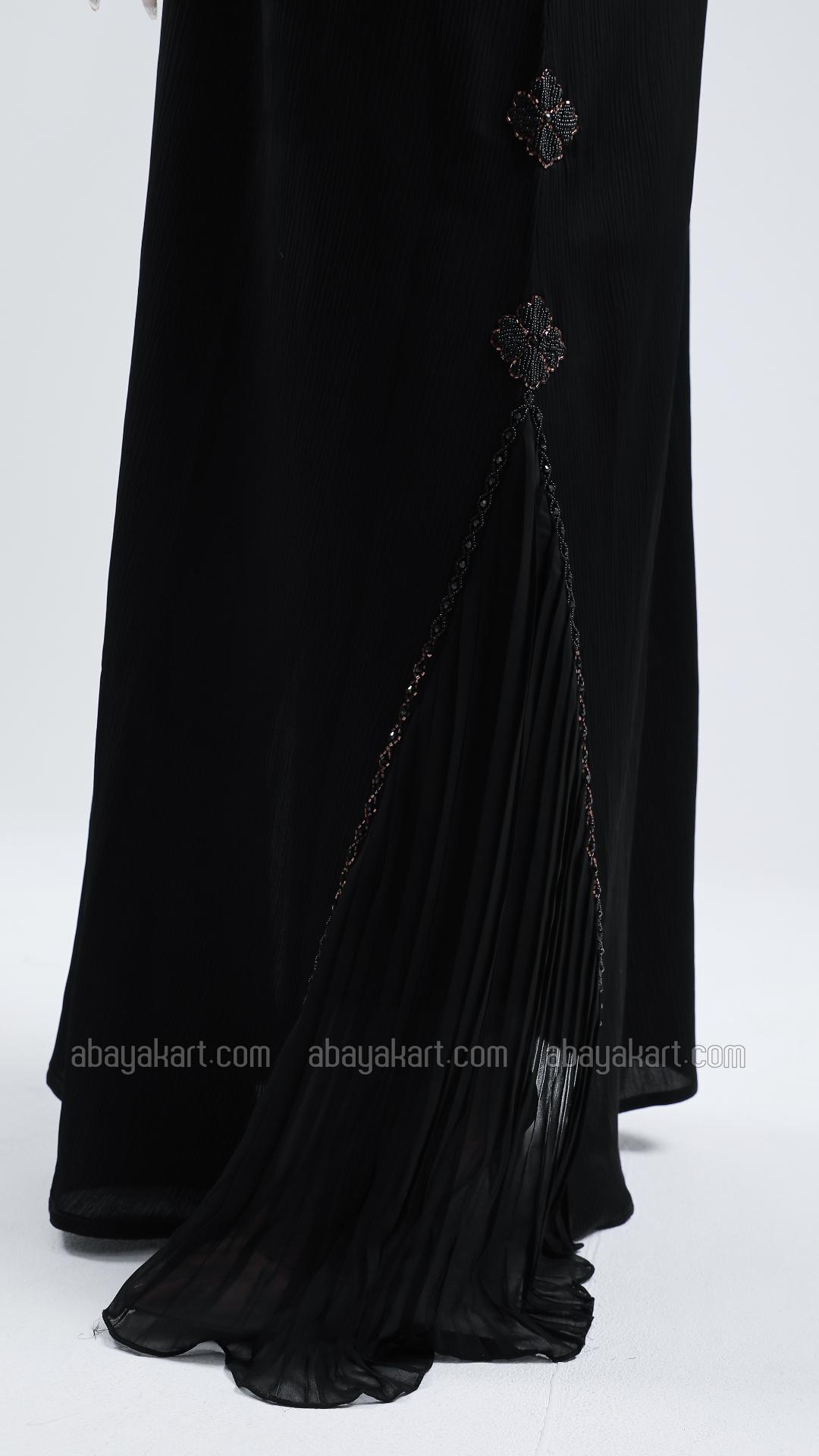 Bulk Black Zoom Abaya with Handwork and Pleated Design