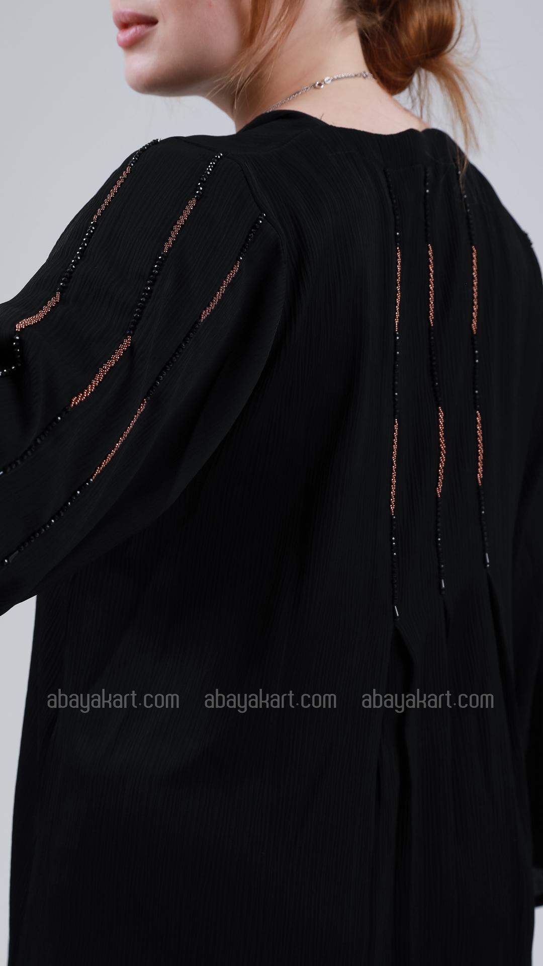 Bulk Black Zoom Abaya with Simple Handwork on the Sleeves