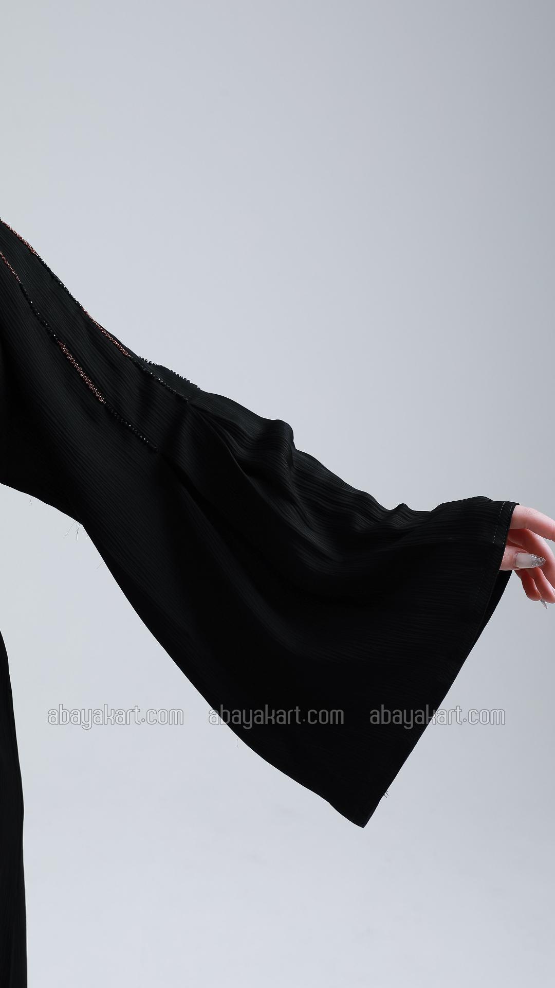 Bulk Black Zoom Abaya with Simple Handwork on the Sleeves
