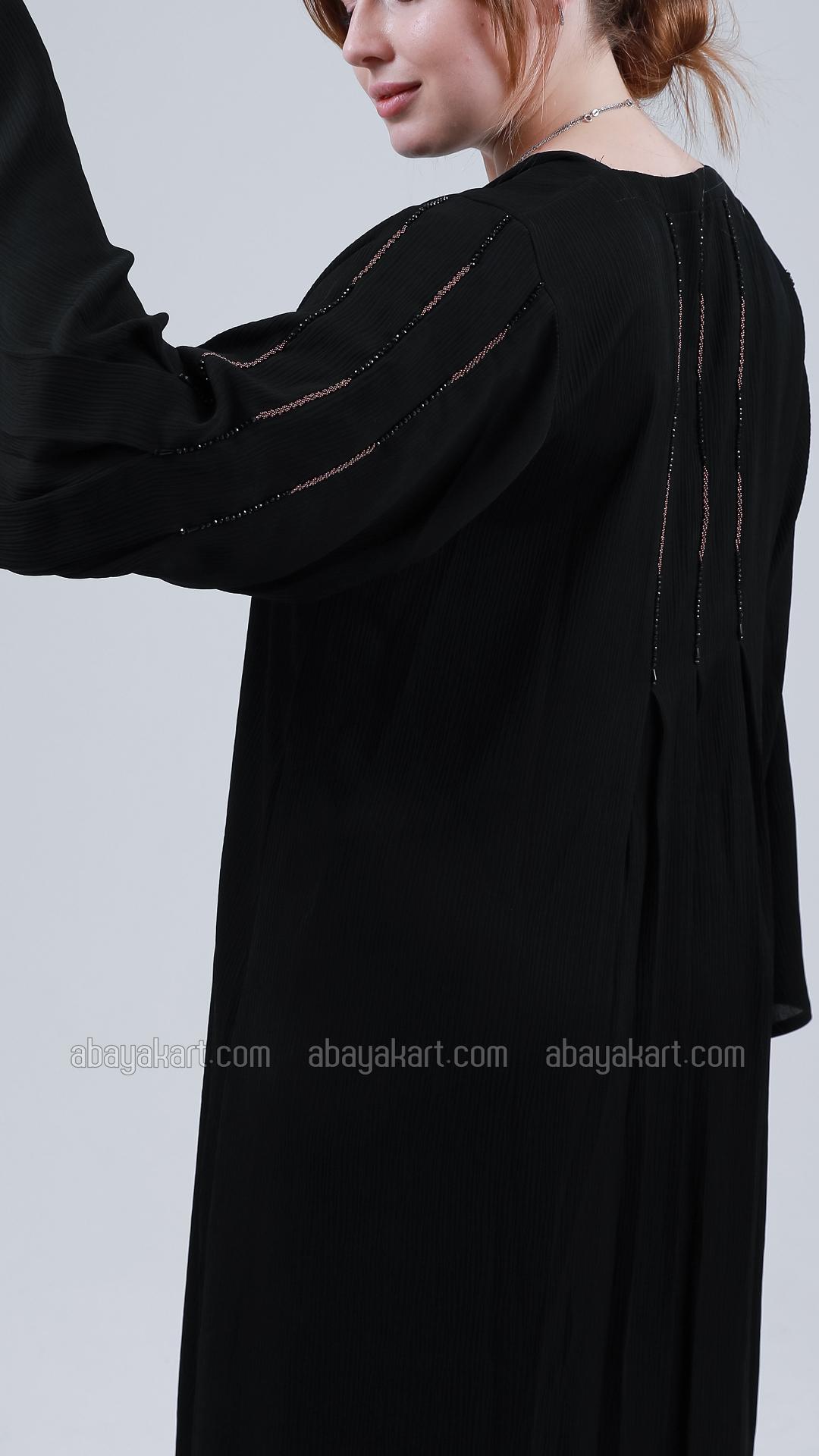 Bulk Black Zoom Abaya with Simple Handwork on the Sleeves