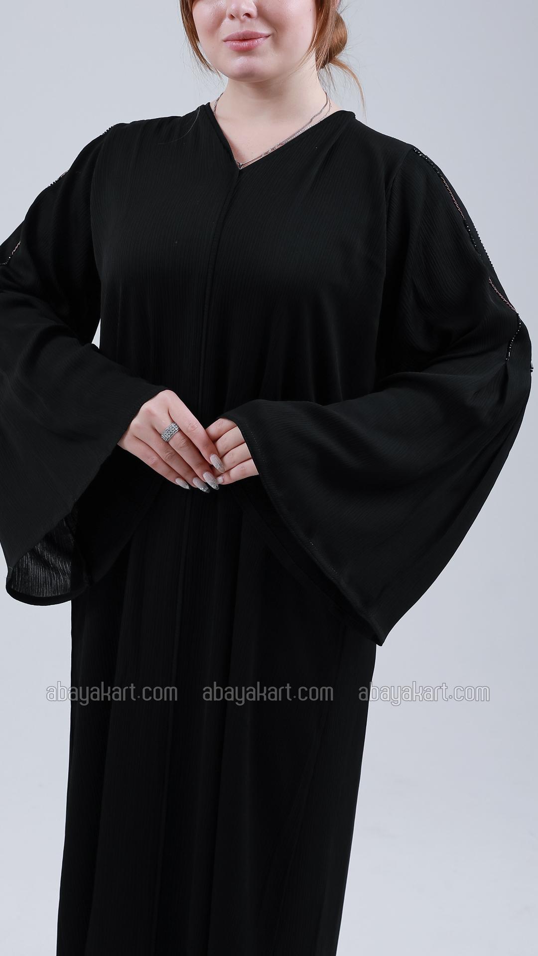 Bulk Black Zoom Abaya with Simple Handwork on the Sleeves