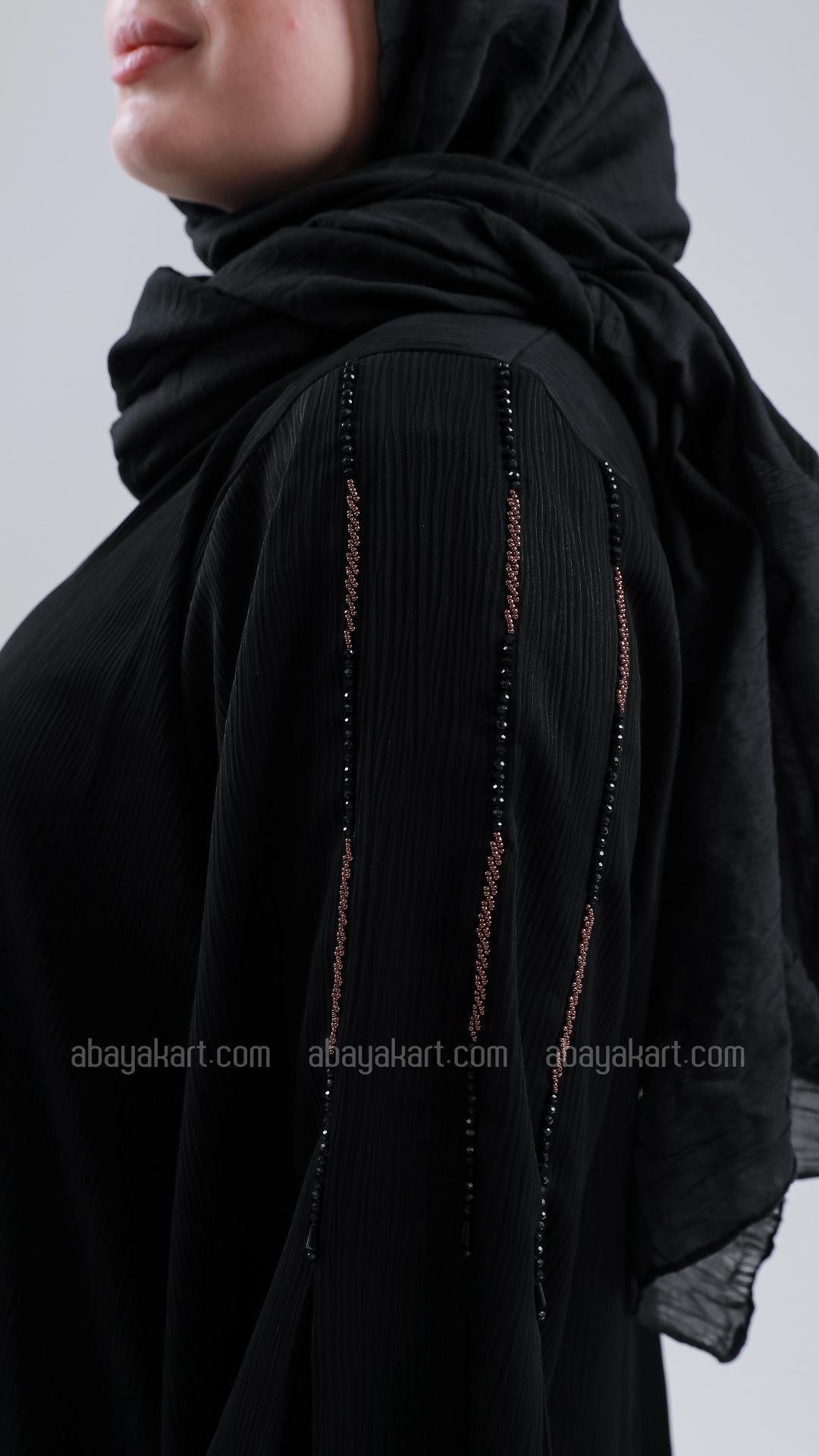 Bulk Black Zoom Abaya with Simple Handwork on the Sleeves