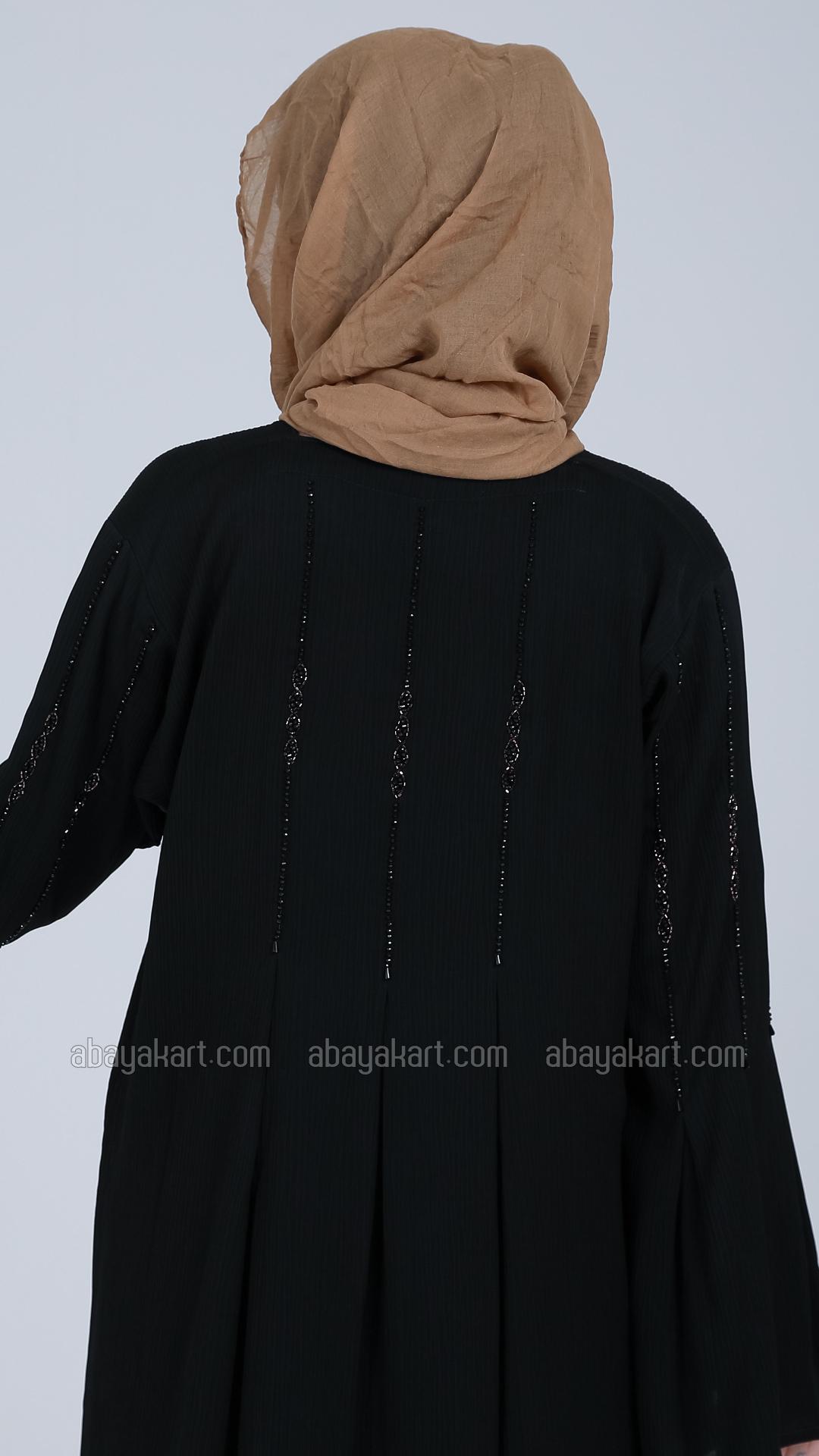 Bulk Zoom Abaya With Handwork On Sleeves And Back In Black