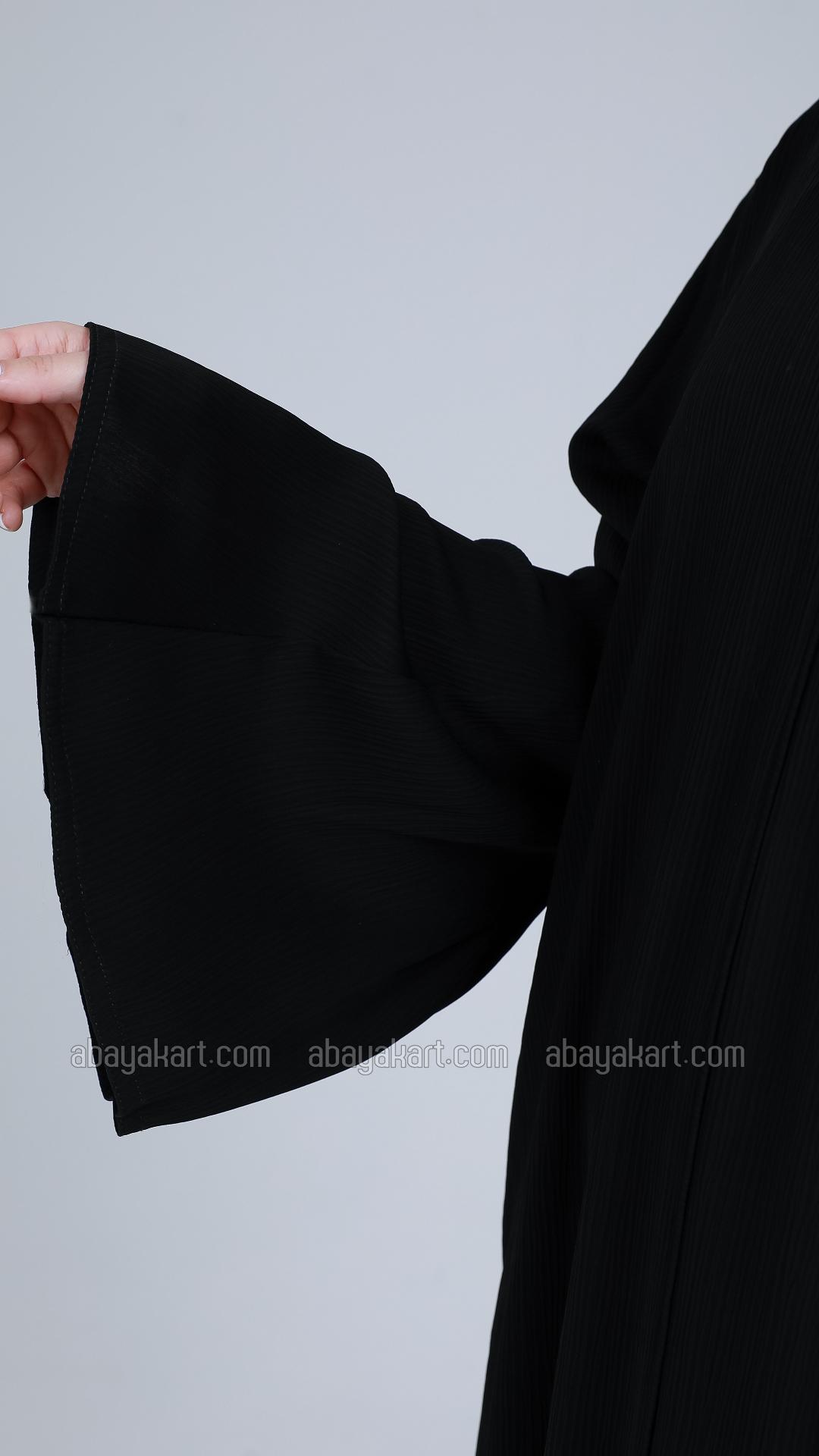 Bulk Zoom Abaya With Handwork On Sleeves And Back In Black