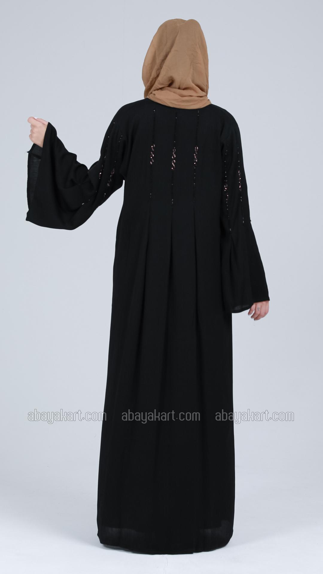 Bulk Zoom Abaya With Handwork On Sleeves And Back In Black