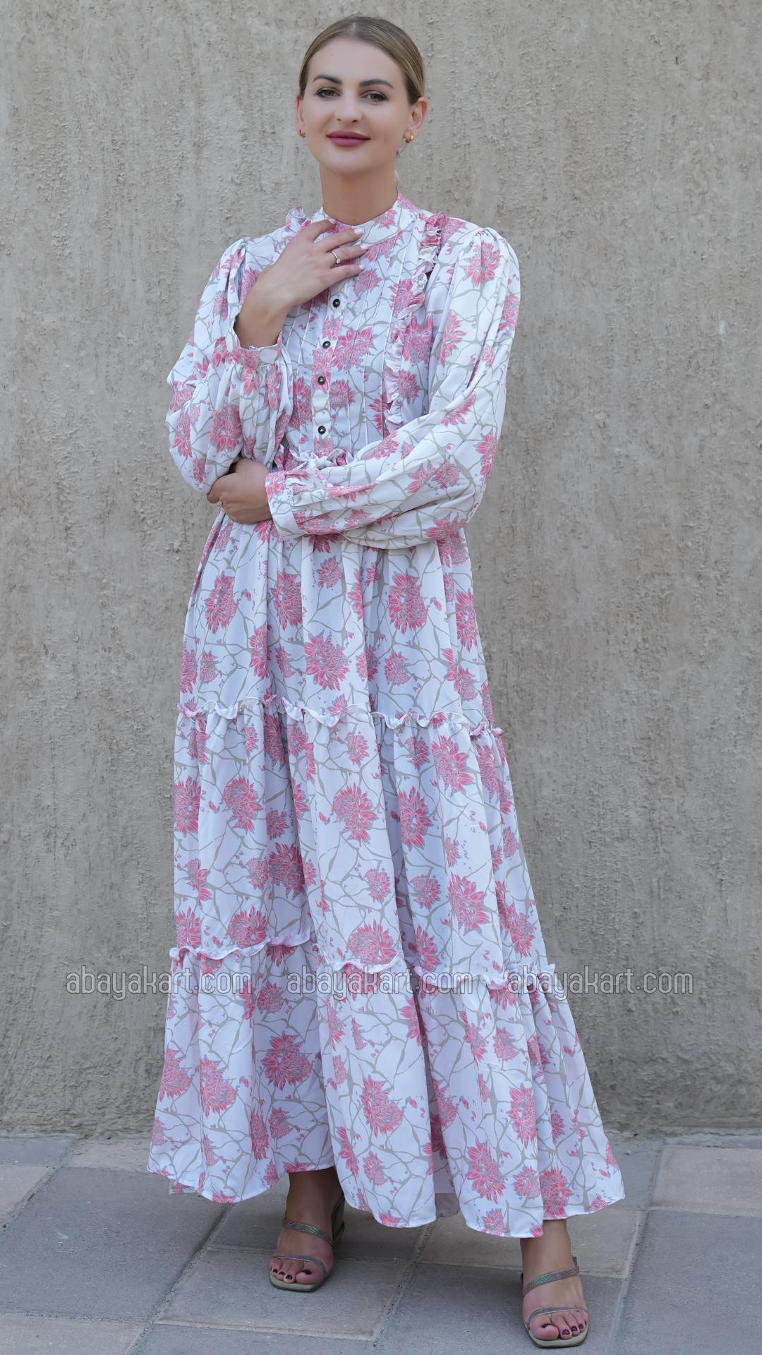 Bulk Stylish FloralPrinted Modest Dress