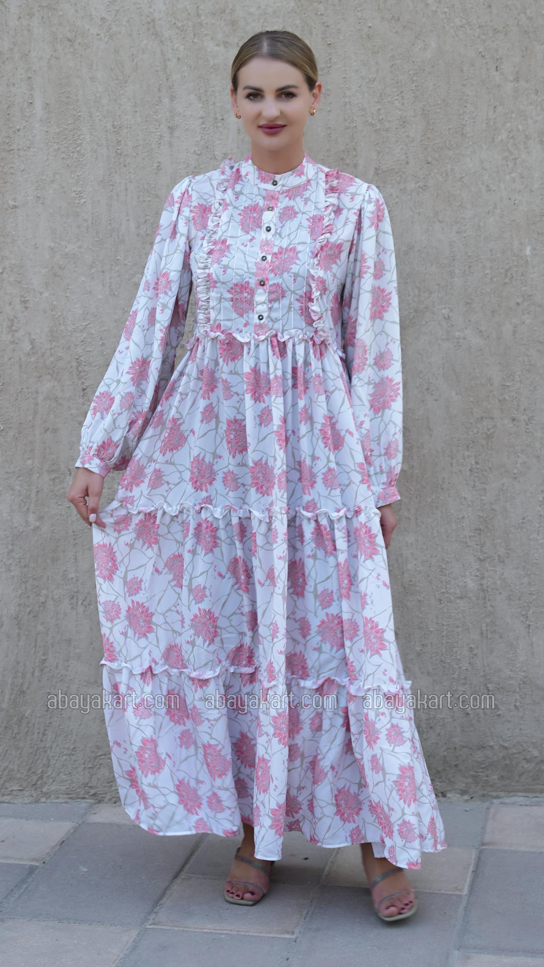 Bulk Stylish FloralPrinted Modest Dress