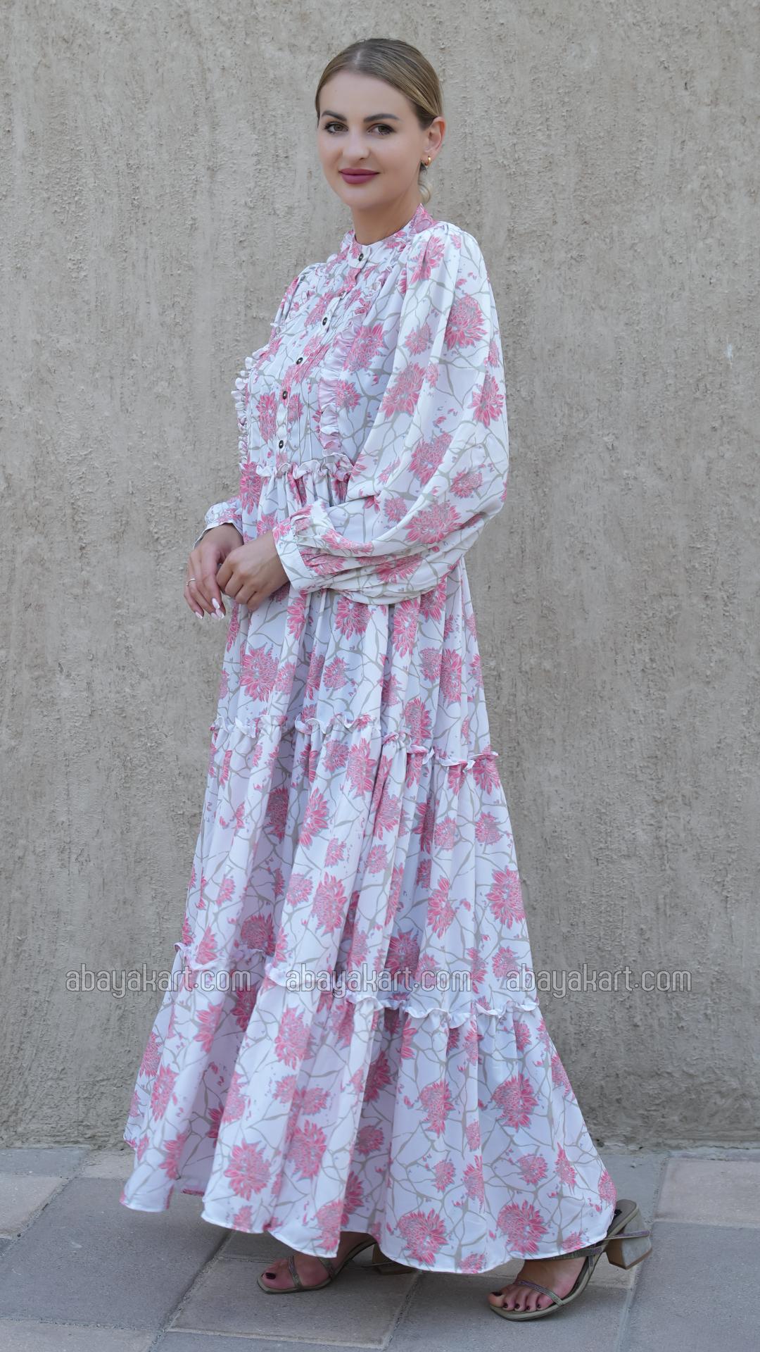 Bulk Stylish FloralPrinted Modest Dress
